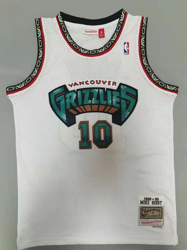 Men Memphis Grizzlies #10 Bibby White Throwback Gourmet mesh NBA Jersey